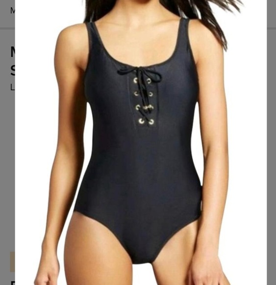 Mossimo black lace up tie swim suit swimwear S L cy - Picture 4 of 4